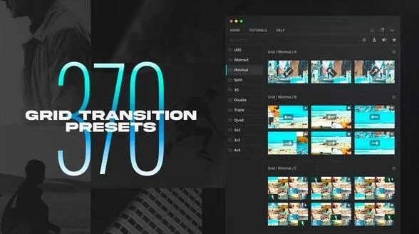 AE脚本 370个画面网格分割切换转场过渡预设 Grid Transitions – 百度云下载