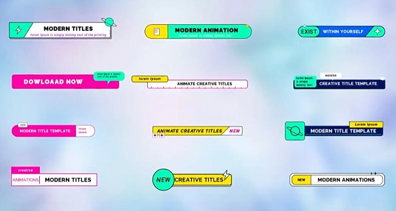 AE模板 12组极简迷你卡通文字标题字幕条动画 Minimalist lower thirds – 百度云下载