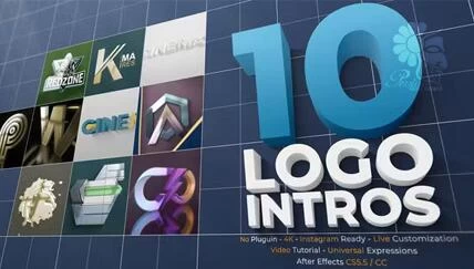 AE模板 10组简洁三维立体LOGO标志影视片头 Cinematic 3D Logo Intros Pack – 百度云下载