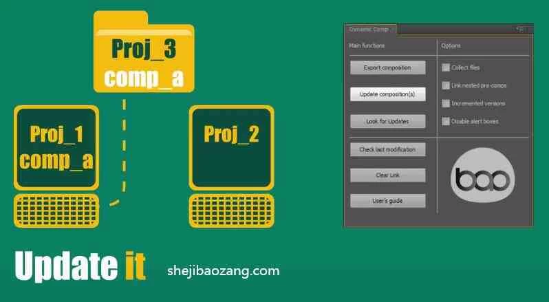 AE多项目共享组合脚本BAO Dynamic Comp v2.5 – 百度云下载