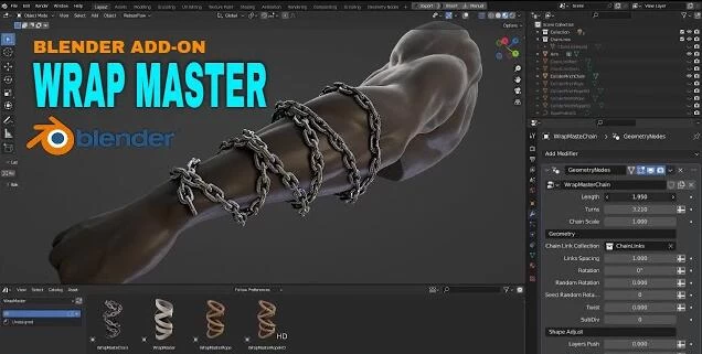 Blender预设 绳索缠绕资产 Wrap Master V1.1 + 使用教程 – 百度云下载