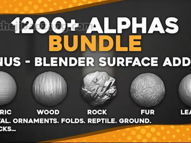 1200组Blender和Zbrush表面纹理材质合集 带Alpha透明通道 – 百度云下载