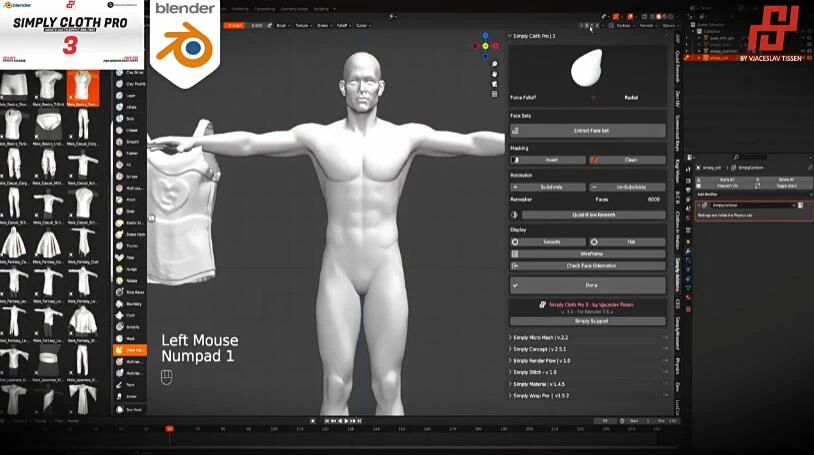 Blender插件 三维布料模拟生成器 Simply Cloth Pro 3.0 – 百度云下载