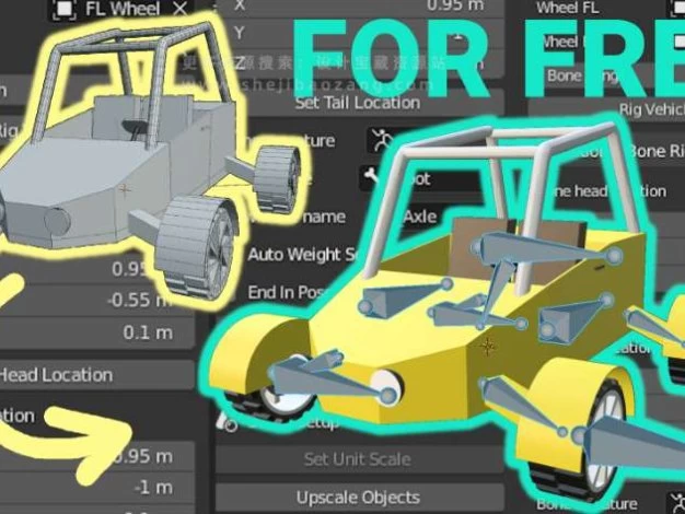 Blender插件 汽车装备绑定工具 Unreal Engine 4 Vehicle Rigging Addon V0.6.2 – 百度云下载