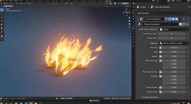 Blender实时火焰生成插件Realtime Flame Generator – 百度云下载