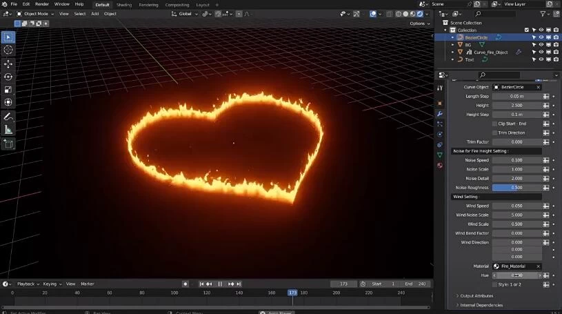 Blender预设 自定义路径火焰燃烧特效动画资产Curve Fire V1.2 – 百度云下载