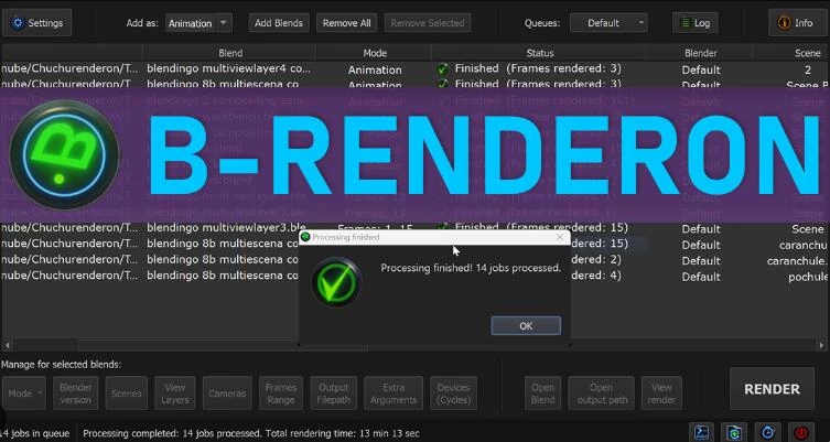 Blender插件 独立渲染管理器 B-Renderon V3.1 Win – 百度云下载