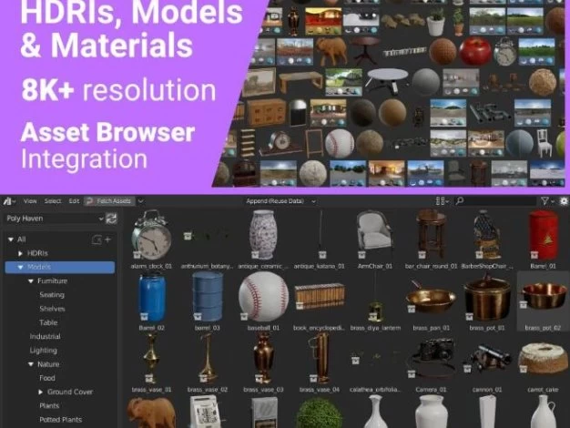 千款Blender材质预设合集！教你把Poly Haven全站付费资源搞下来！ – 百度云下载