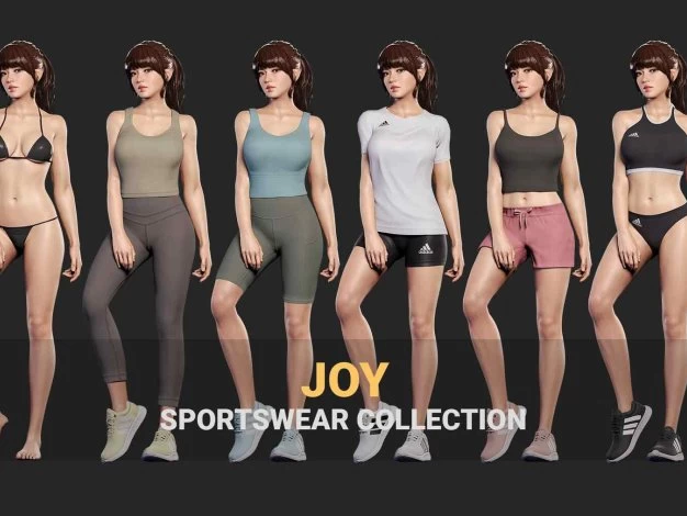 Blender 3D角色模型 日韩美女制服立体运动装资源 JOY – Rigged Sportswear Pack – 百度云下载