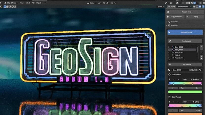 Blender插件 霓虹发光标志广告路牌生成器 Geo Sign V1.0 – 百度云下载