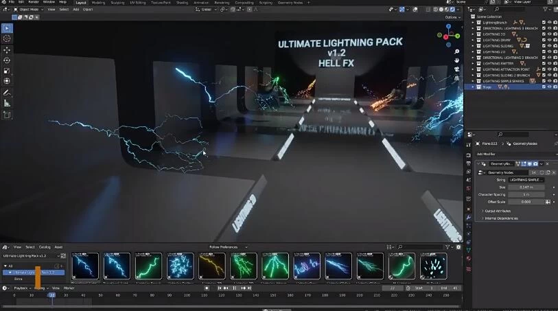 Blender插件 电流闪电特效预设包Ultimate Lightning Pack V1.2 – 百度云下载