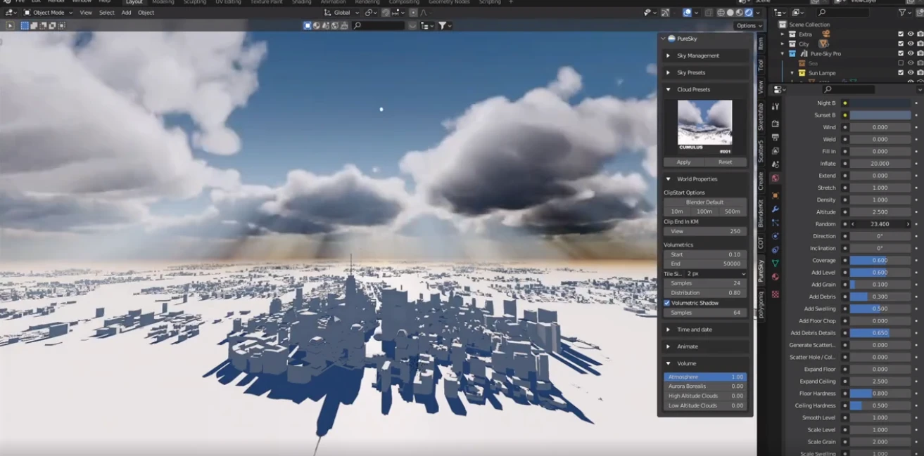 Blender插件 天空丁达尔真实光效预设 Pure-Sky Pro V6.0.81 – 百度云下载