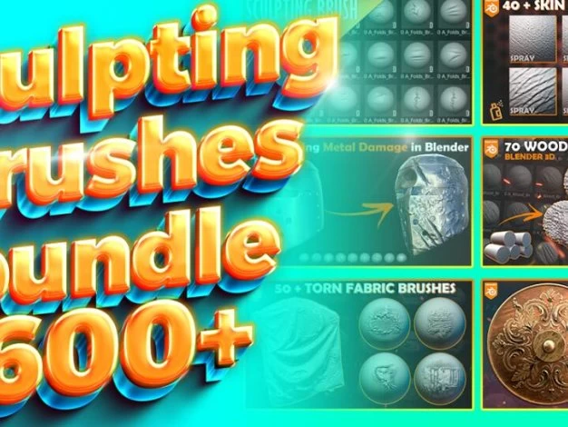 Blender预设 600组雕刻笔刷 600+Blender Sculpting Brushes – 百度云下载