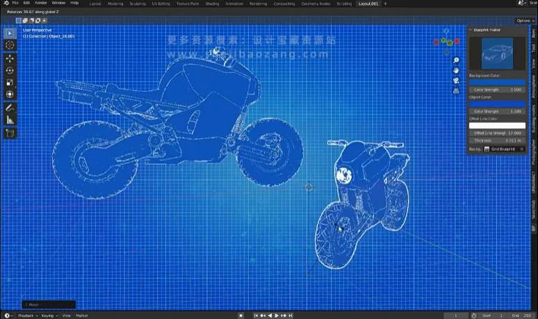 Blender插件 蓝图线框设计图渲染 Blueprint Maker V2 – 百度云下载