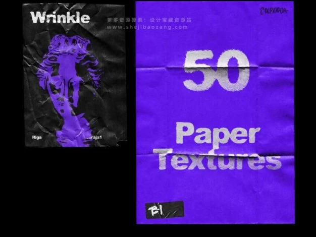 PSD样机模板 50种复古褶皱撕裂纸张纹理传单文本海报设计 Wrinkle Paper Mockup Vintage – 百度云下载