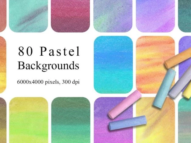 80张彩虹粉笔画粗糙颗粒纹理背景图片素材 80 Rainbow Pastel Paper Textures – 百度云下载