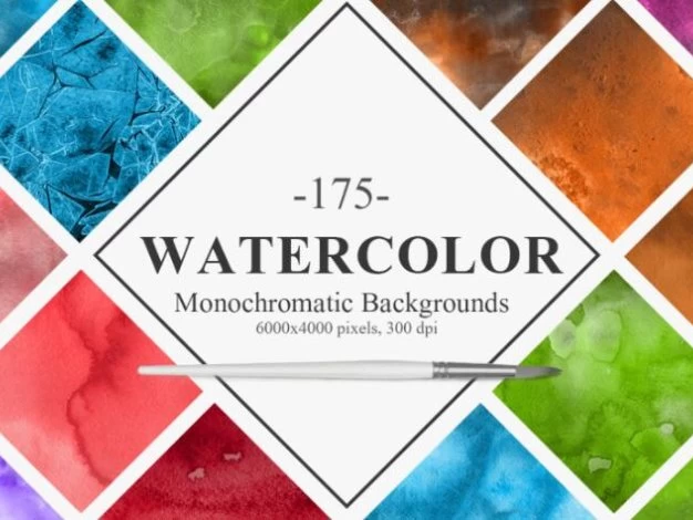 175张单色水彩厚涂插画手绘背景艺术纹理图片素材 175 Monochromatic Watercolor Backgrounds – 百度云下载