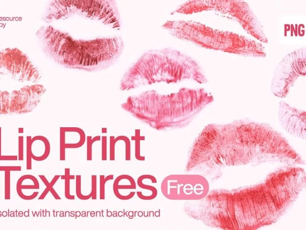 100款甜蜜唇印吻痕叠加纹理PNG设计素材 100+ Lip Print Textures – 百度云下载