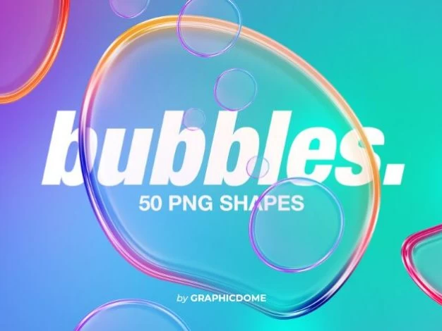 PNG素材 50款活力透明水滴液体肥皂气泡抽象艺术PNG图片素材 50 Bubbles PNG Shapes – 百度云下载