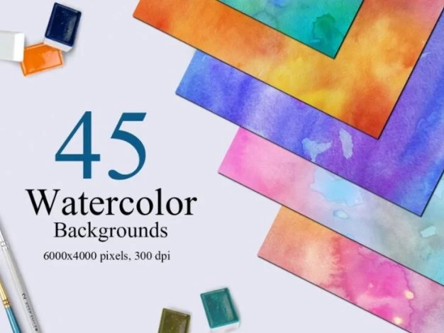 45张淡雅自然水粉手工画水彩纹理背景图片素材 45 Rainbow Watercolor Backgrounds – 百度云下载