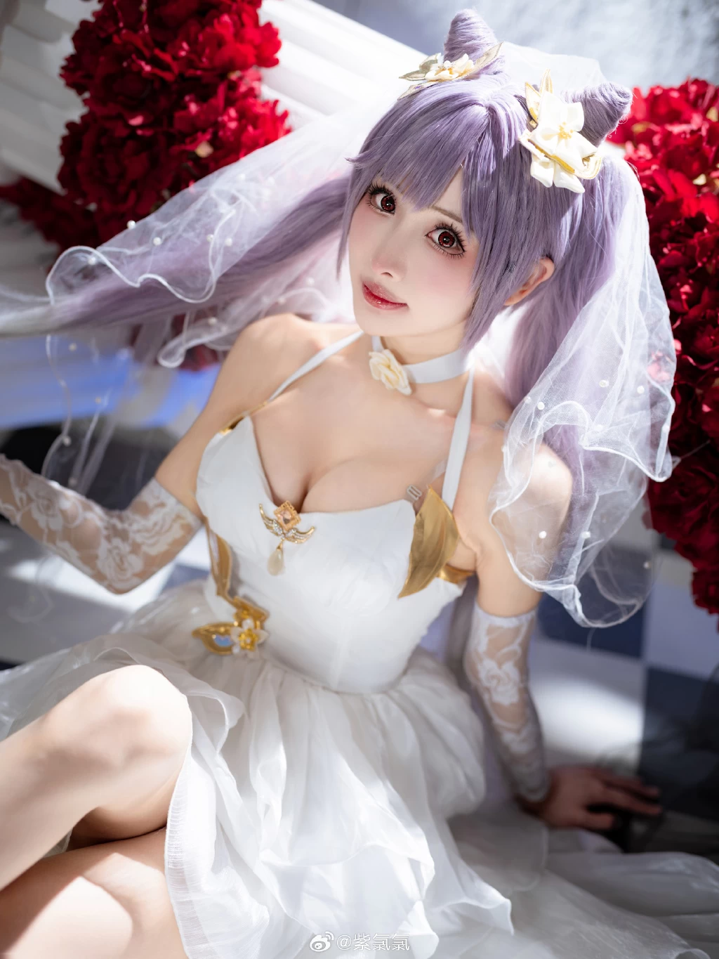 COSPLAY 🎉永远爱你 原神 刻晴 婚纱版本@紫氯氯