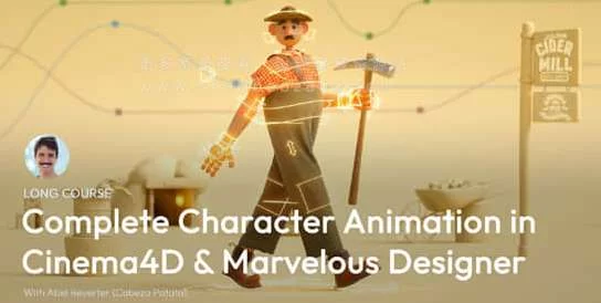 C4D教程 卡通人物角色绑定走路动画制作 Complete Character Animation in C4D & Marvelous Designer – 百度云下载