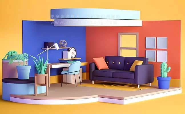 C4D教程 卡通室内场景建模 Udemy – Creating An Animated Room For Motion Graphics With Cinema 4D – 百度云下载