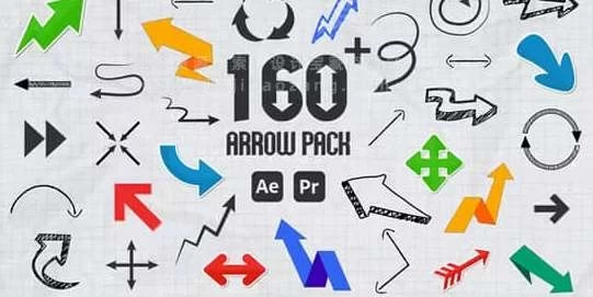 160组手绘涂鸦箭头方向图形AE/PR模板动画 Arrow Pack – 百度云下载