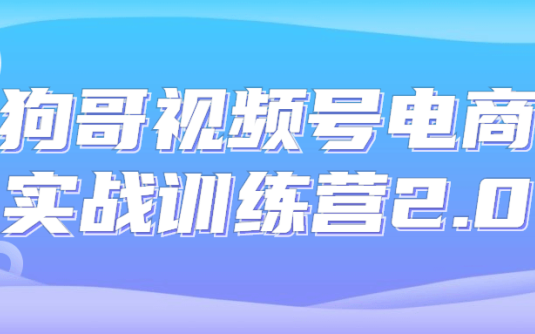 【学习资料】狗哥视频号电商实战训练营2.0百度云阿里云下载