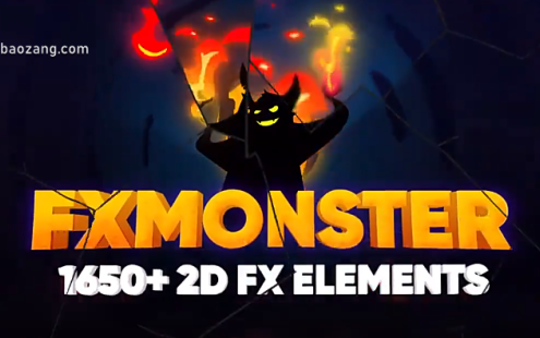 1650个动漫卡通标题转场能量闪电烟雾火焰流体MG动画元素包V1.1-FX MONSTER Premium Pack脚本下载 – 百度云下载