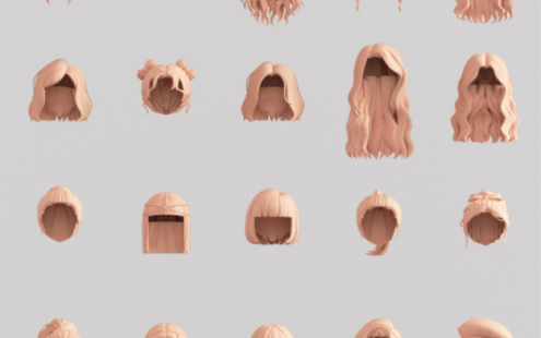 3D模型 -230款卡通可爱马尾人物女性头发发型三维模型 – 百度云下载