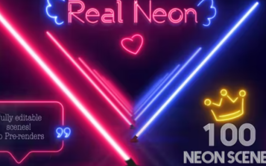 AE模板-100组霓虹发光酷炫创意图形动画 Real Neon – 百度云下载