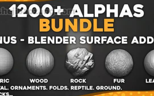 1200组Blender和Zbrush表面纹理材质合集 带Alpha透明通道 – 百度云下载